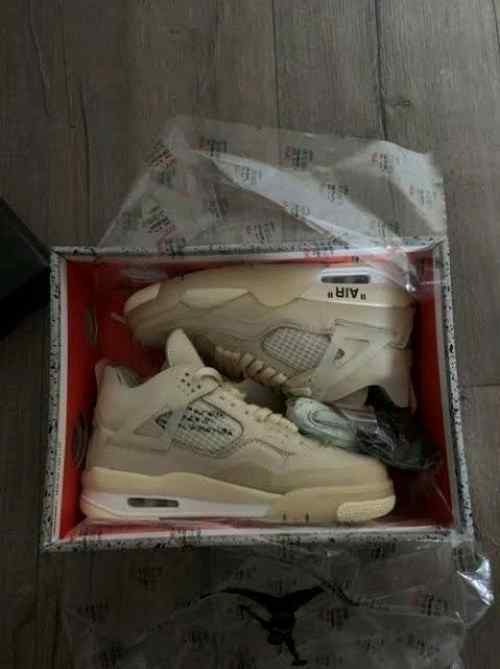 Jordan Retro 4 Offf Whitee SAIL CREAM for her Semi UA