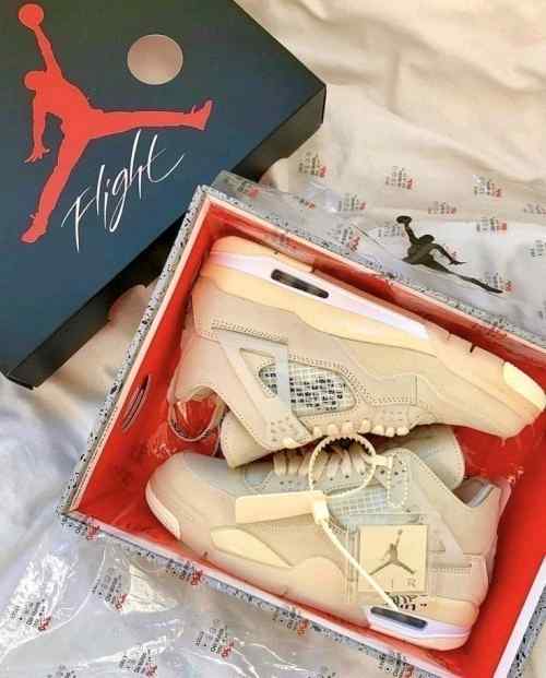 Jordan Retro 4 Offf Whitee SAIL CREAM for her Semi UA
