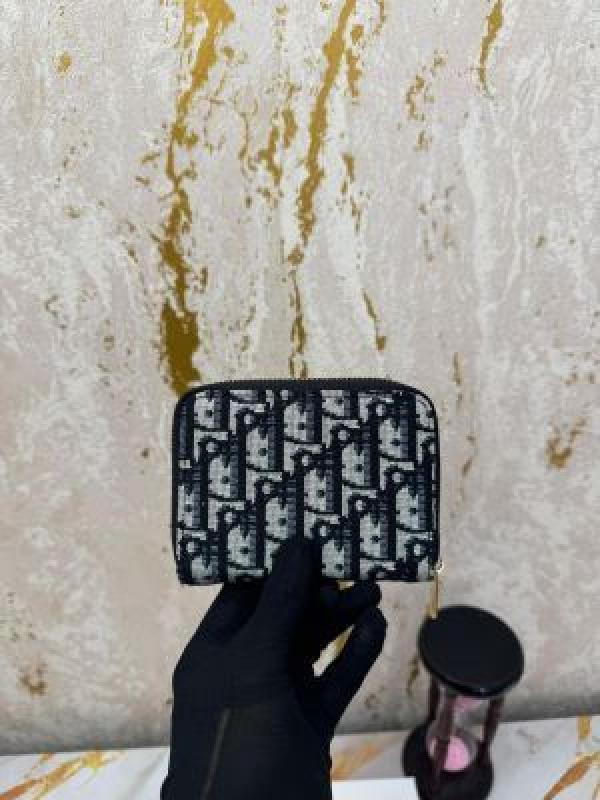 CRISTIAN DIO_R SMALL WALLET PREMIUM QUALITY WITH OG BOX DUST BAG 6067 BLACK