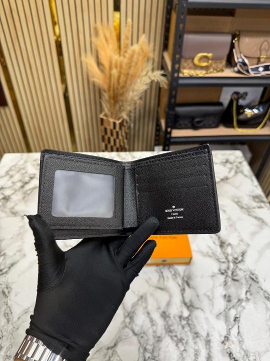 Loui_s Vuitton Damier Graphite Bi-fold Wallet With Box And Dust Bag Including Card (Black Style) (60223)