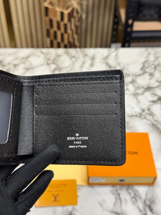 Loui_s Vuitton Damier Graphite Bi-fold Wallet With Box And Dust Bag Including Card (Black Style) (60223)