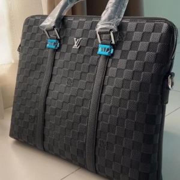 LOUI_S vuitton damier graphite leather laptop bag with lv logo top-handle with strap (lyg1967-5)
