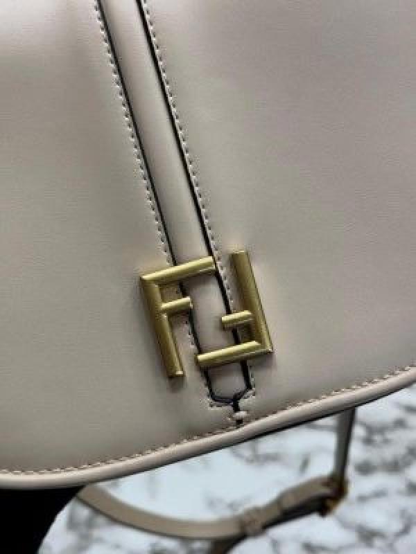 FEND_I COMON FF LOGO PLAQUE HANDBAG WITH OG BOX AND DUST BAG INCLUDING CARRY BAG PREMIUM QUALITY (APRICOT)