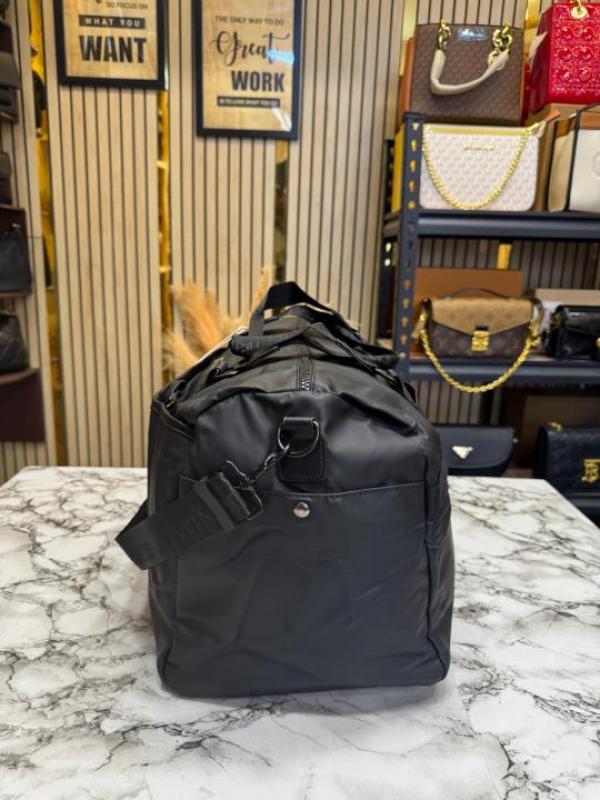 Calvin_Klein Black Travel Duffle Bag with Front Zip Pocket & Logo Detail (Z0610-Black)