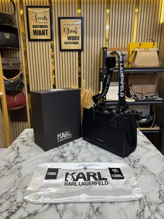Karl Lagerfeld KSKUARE Embossed Hand Bag BLACK (V-KA775)