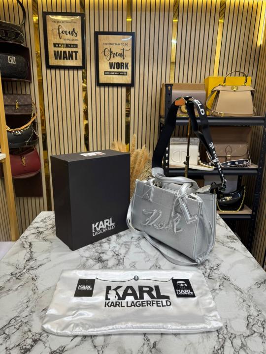 Karl Lagerfeld KSKUARE Embossed Hand Bag Silver (V-KA775)