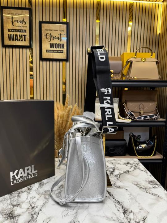 Karl Lagerfeld KSKUARE Embossed Hand Bag Silver (V-KA775)