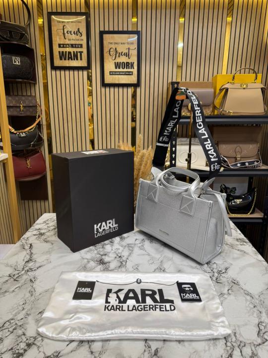 Karl Lagerfeld KSKUARE Embossed Hand Bag Silver (V-KA775)
