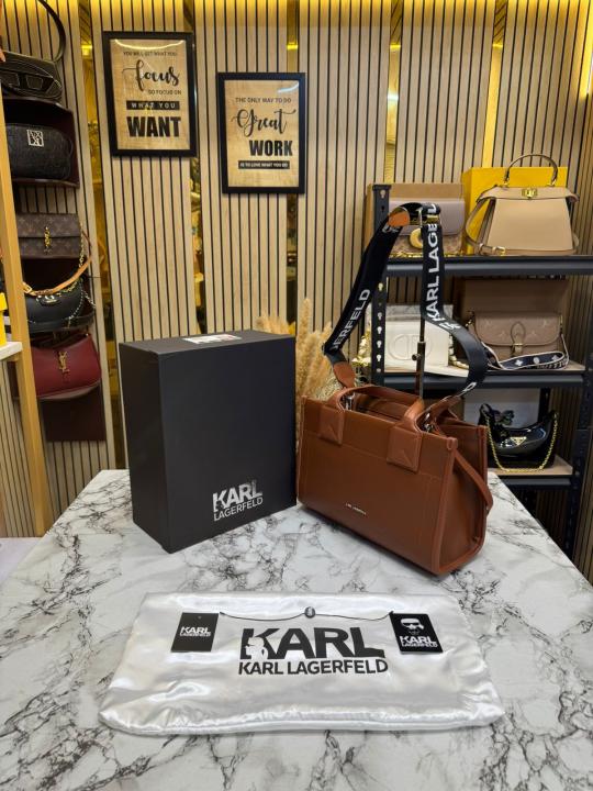 Karl Lagerfeld KSKUARE Embossed Hand Bag Brown (V-KA775)