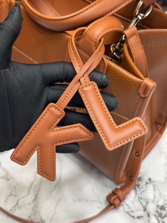 Karl Lagerfeld KSKUARE Embossed Hand Bag Brown (V-KA775)