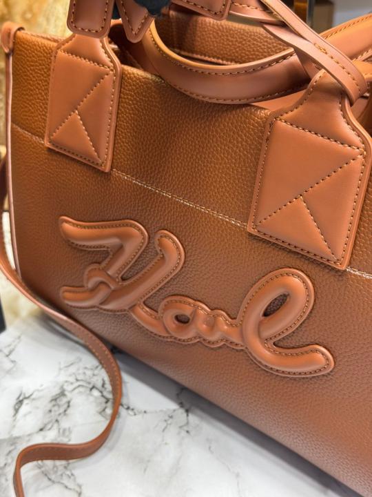 Karl Lagerfeld KSKUARE Embossed Hand Bag Brown (V-KA775)