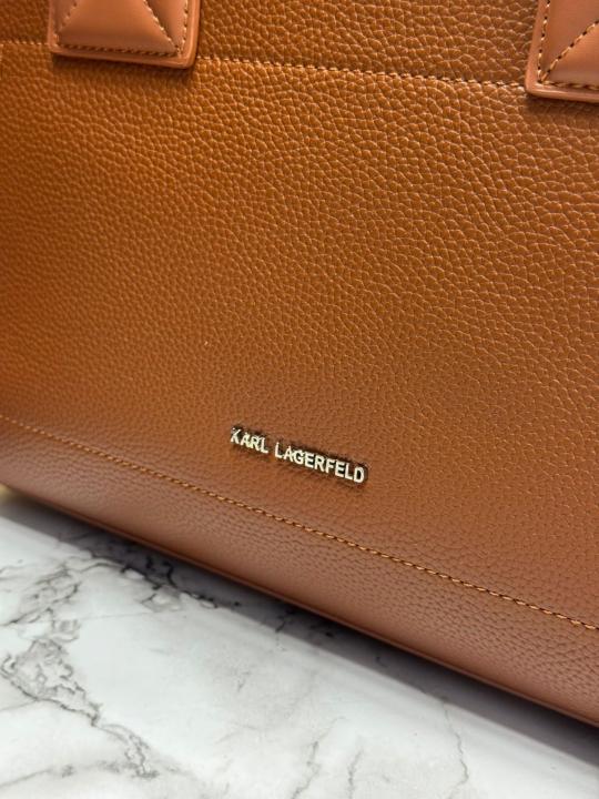 Karl Lagerfeld KSKUARE Embossed Hand Bag Brown (V-KA775)
