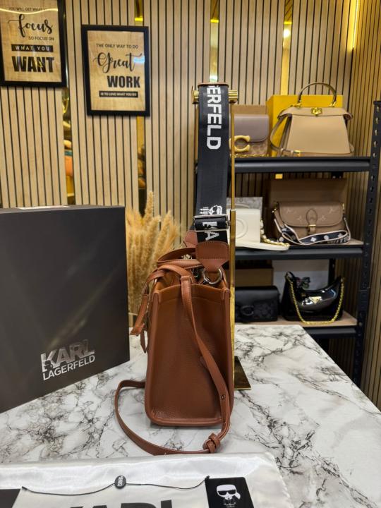 Karl Lagerfeld KSKUARE Embossed Hand Bag Brown (V-KA775)