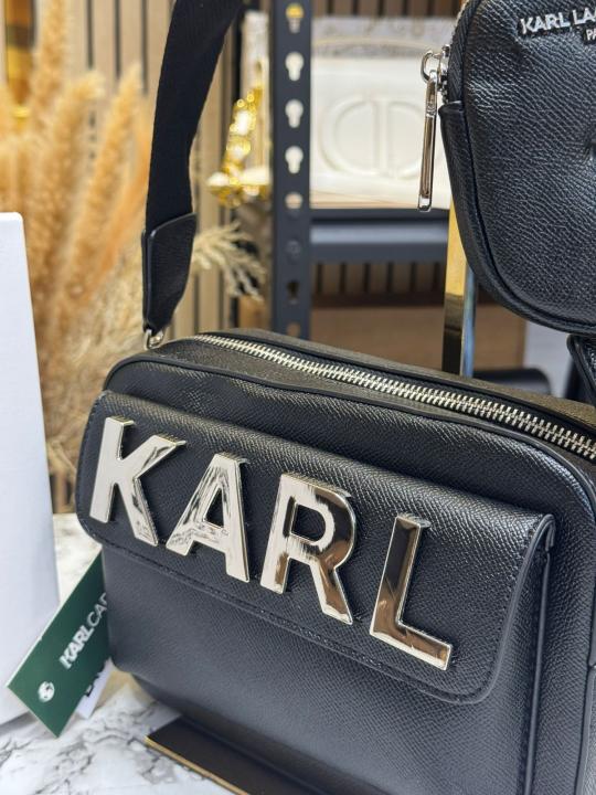 Karl Lagerfeld Maybelle Paris Camera Crossbody Bag With Pouch Premium Quality (White)