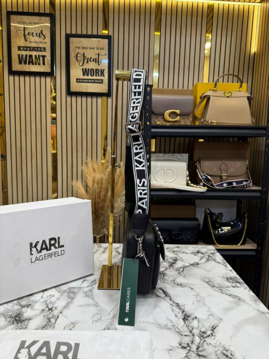Karl Lagerfeld Maybelle Paris Camera Crossbody Bag With Pouch Premium Quality (White)