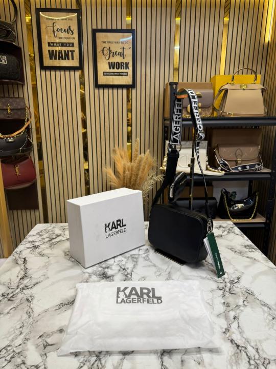Karl Lagerfeld Maybelle Paris Camera Crossbody Bag With Pouch Premium Quality (White)