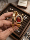 JUST CAVALLI SNAKE WATCH SINGLE RING ANALOGE WATCH GOLD RED 201