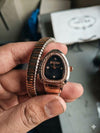 JUST CAVALLI SNAKE WATCH SINGLE RING ANALOGE WATCH TWO TONE ROSE BLACK 205