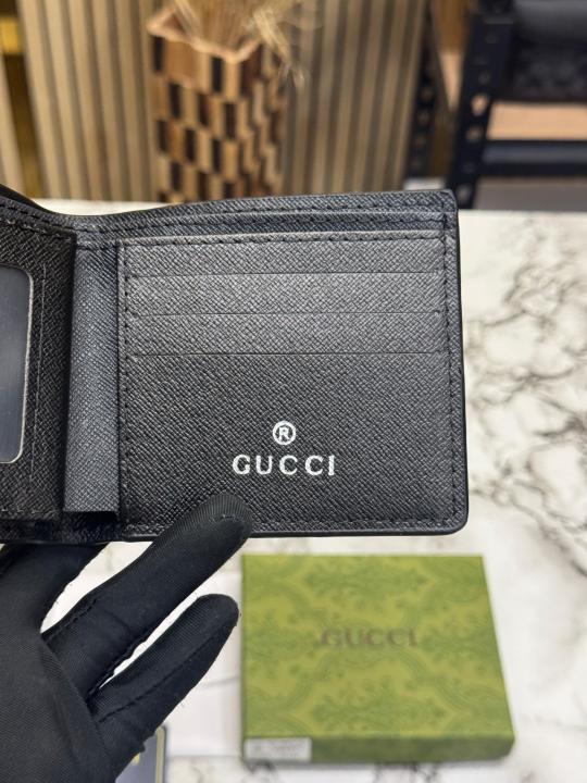 Gucc_i GG Supreme Bi-fold Leather Wallet With Box Including Card (60223-Black)