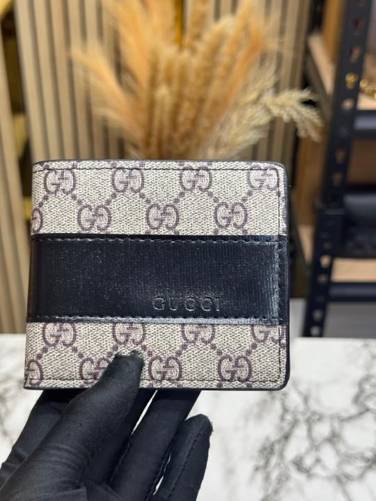 Gucc_i GG Supreme Bi-fold Leather Wallet With Box Including Card (60223-Black)