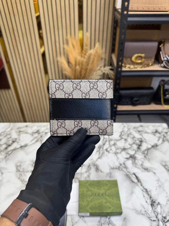 Gucc_i GG Supreme Bi-fold Leather Wallet With Box Including Card (60223-Black)