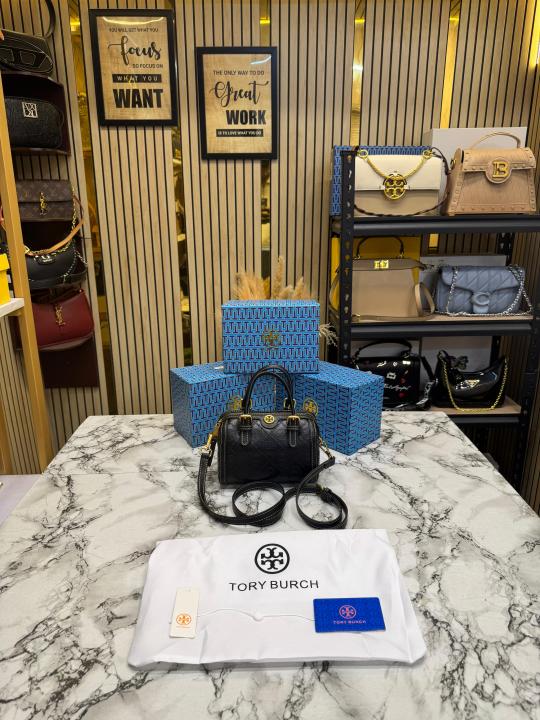 Tory_Burch T Monogram Petite Barrel Bag With Box And Dust Bag (T928-Black)