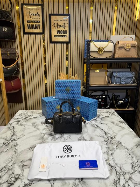 Tory_Burch T Monogram Petite Barrel Bag With Box And Dust Bag (T928-Black)