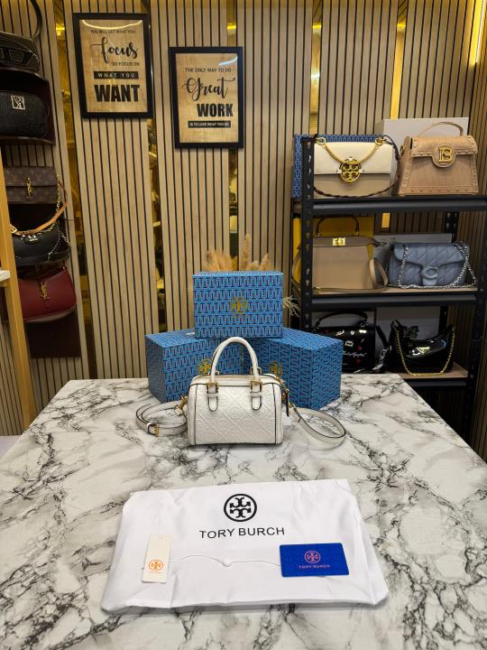Tory_Burch T Monogram Petite Barrel Bag With Box And Dust Bag (T928-White)