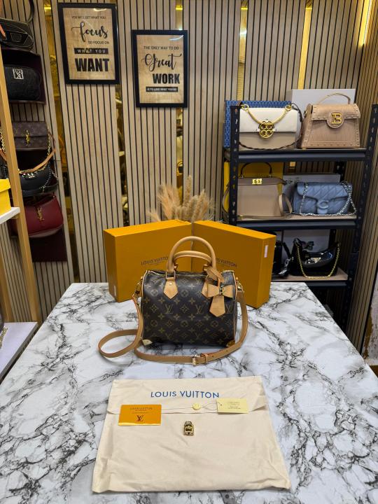 Loui_s Vuitton Speedy Monogram Multicolour Shoulder Bag With Box And Dust Bag (Brown-Flower) (13085)