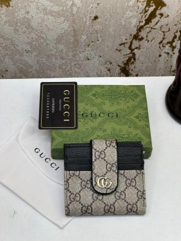 Gucc_i gg supreme monogram french flap wallet black (no.60)