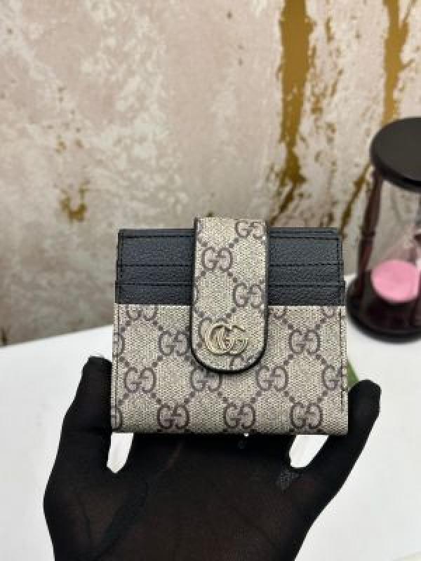 Gucc_i gg supreme monogram french flap wallet black (no.60)