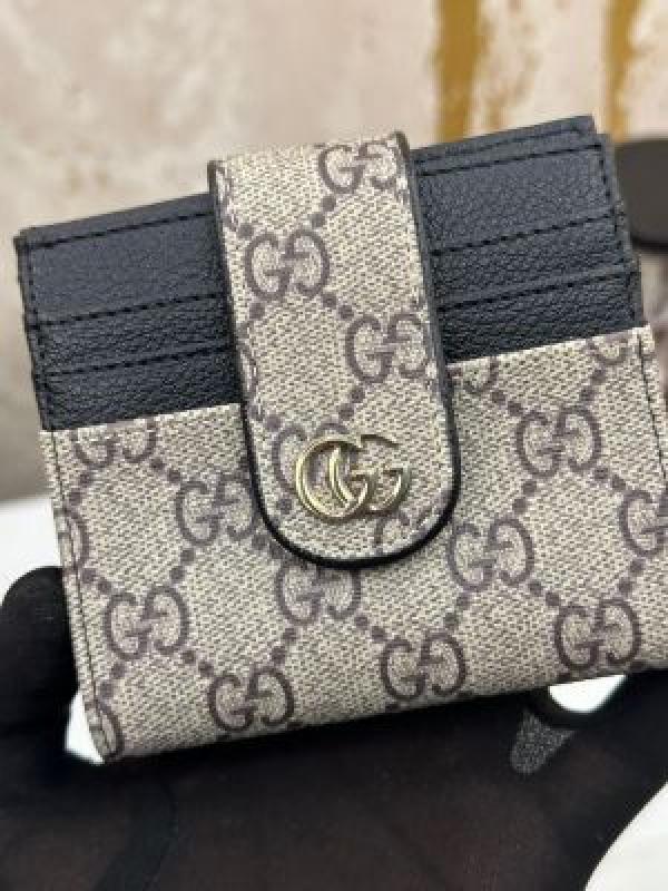 Gucc_i gg supreme monogram french flap wallet black (no.60)