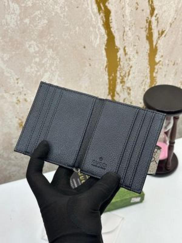Gucc_i gg supreme monogram french flap wallet black (no.60)