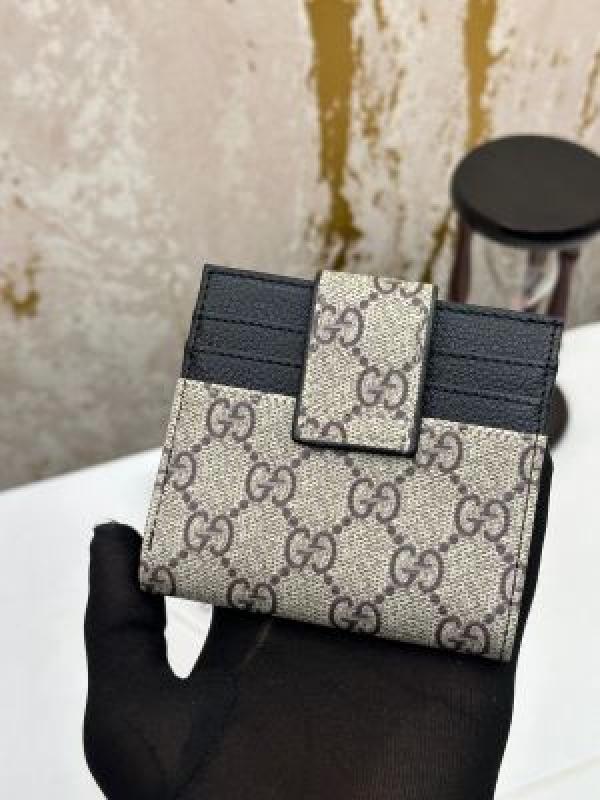 Gucc_i gg supreme monogram french flap wallet black (no.60)