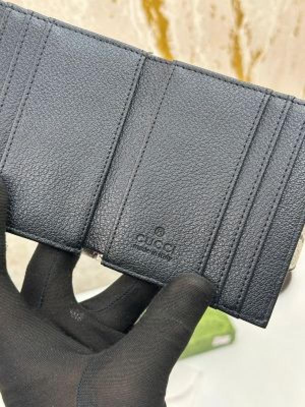 Gucc_i gg supreme monogram french flap wallet black (no.60)