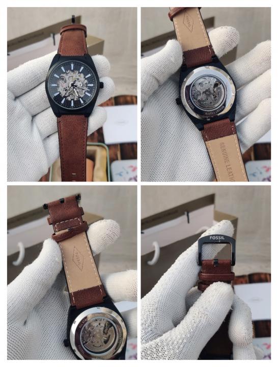FOSSSIL EVERETT AUTOMATIC BROWN LEATHER 340