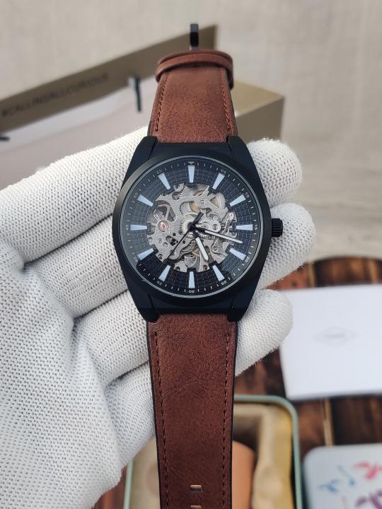 FOSSSIL EVERETT AUTOMATIC BROWN LEATHER 340