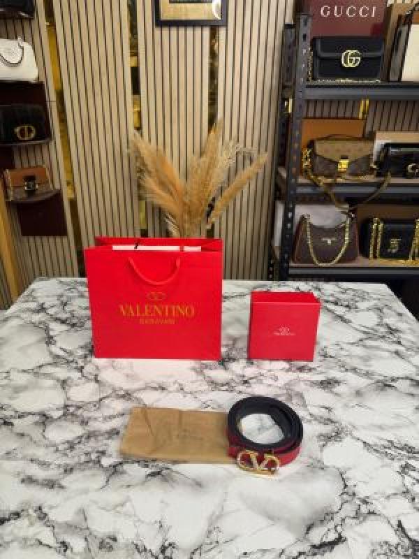 Valentin_o garavani V-logo crystal leather belt with box and dust bag including carry bag (V43-Red)