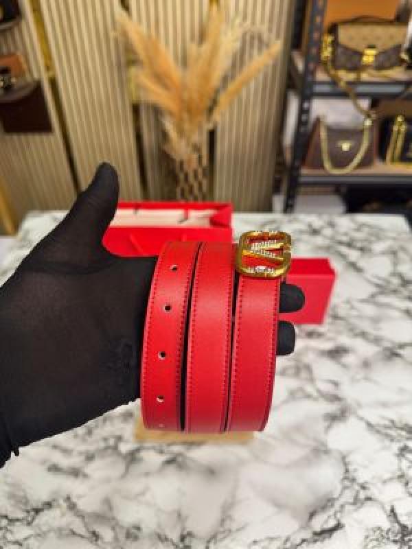 Valentin_o garavani V-logo crystal leather belt with box and dust bag including carry bag (V43-Red)