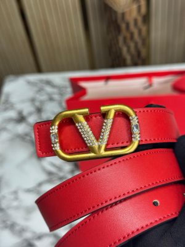 Valentin_o garavani V-logo crystal leather belt with box and dust bag including carry bag (V43-Red)