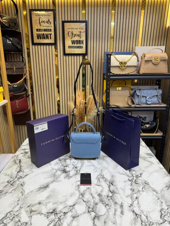 Tommy_Hilfiger Compact Flap Shoulder Bag With Box And Including Carry Bag (Denim Blue)