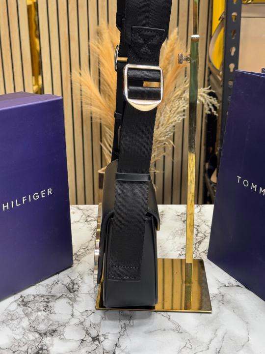 Tommy_Hilfiger Compact Flap Shoulder Bag With Box And Including Carry Bag (Black)