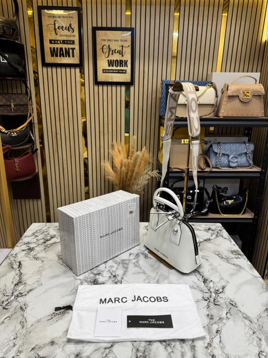 Marc Jacobs The groove Mini Dome Satchel Bag With Logo Strap Includes Box And Dust Bag (White)