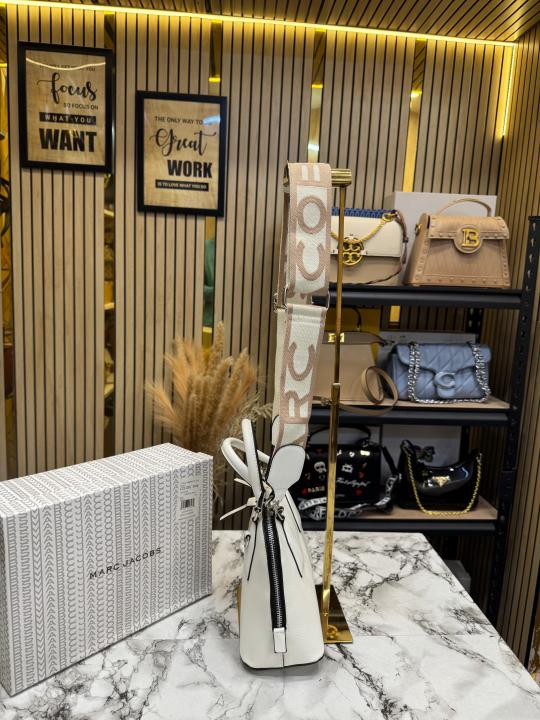 Marc Jacobs The groove Mini Dome Satchel Bag With Logo Strap Includes Box And Dust Bag (White)