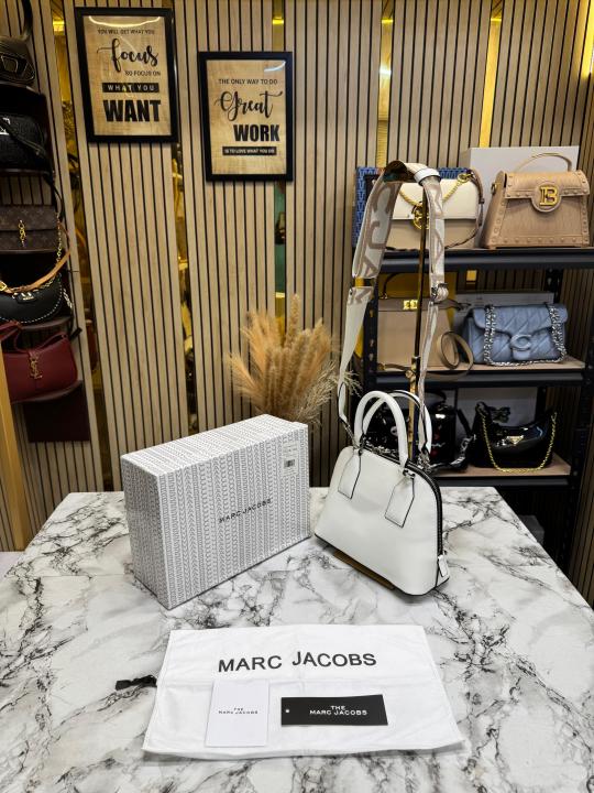 Marc Jacobs The groove Mini Dome Satchel Bag With Logo Strap Includes Box And Dust Bag (White)