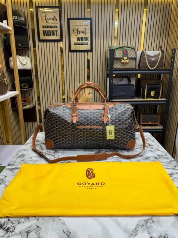 Goyar_d boeing travel duffle bag in ian canvas with dust bag (brown-2316)
