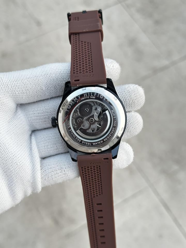 Tommyy  Hilfiger Automatic Silicon Belt Brown Black AT145