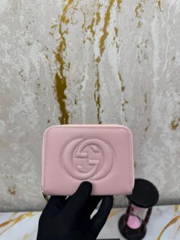 Gucc_i GG Soho Premium Zipper Wallet With Box And Dust Bag (Peonia Pink-6065)