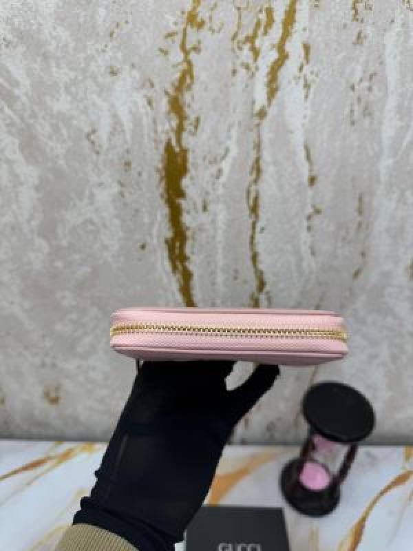 Gucc_i GG Soho Premium Zipper Wallet With Box And Dust Bag (Peonia Pink-6065)