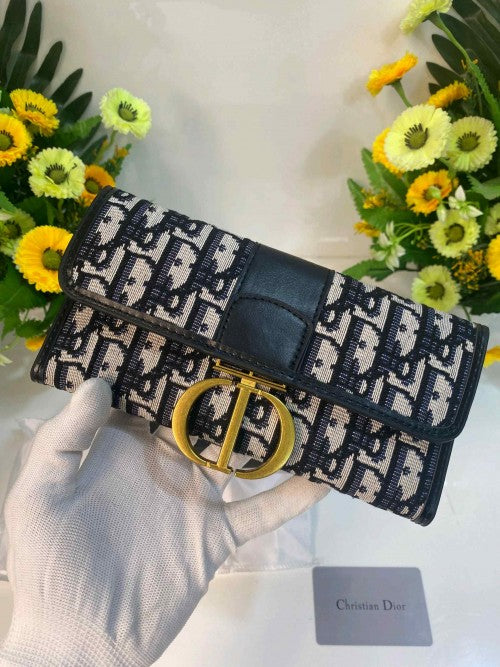 DIOR_OBLIQUE PREMIUM WOMENS LONG CANVAS  WALLET WID OG BOX ETC 406